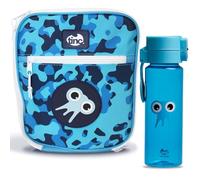Tinc Kids Insulated Lunch Bag + Flip & Clip Water Bottle for Boys & Girls - Adjustable Strap + Bottle Holder | Water Resistant Leakproof Cooler Bag for School or Home - Tonkin, Camo Blue