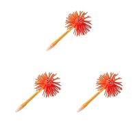 Tinc Light-Up Silicone Topped Fuzzy Character Ballpoint Pen with Lid - Orange (Pack of 3)
