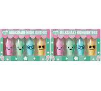 Tinc Milkshake Shaped Coloured Highlighter Pens for Kids | For use at School & Homework - Four Funky Colours - Yellow Green Blue and Pink (Pack of 2)