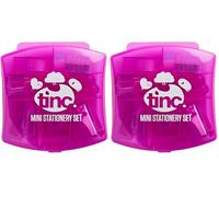 Tinc Mini Stationery Set - Pink | Tape Dispenser, Scissors, Stapler, Staple Remover, Hole Punch, Sharpener. Great for School (Pack of 2)