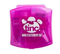 Tinc Mini Stationery Set - Pink | Tape Dispenser, Scissors, Stapler, Staple Remover, Hole Punch, Sharpener. Great for School