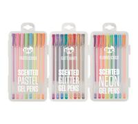 Tinc Scented Gel Pens | 3 Sets of 8 | Fluorolicious, Glitterarty, & Pastelicious | 24 Fruity Fragranced Liquid Gel Pens with Carry Cases | Fun Neon, Glitter, & Pastel Colours for Kids, Boys & Girls