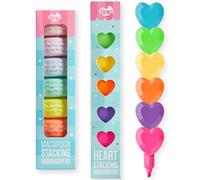 Tinc Stacking Highlighters for Kids | Fun Macaroon & Heart Shaped Sets | 11 Bright Colours | Cute Stackable School Stationery Set | Colourful Highlighters for Homework & Gifts