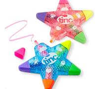 Tinc Star Shaped 5-in-1 Multi Coloured Highlighter Pens for Kids | Pack of 2 | Fun Rainbow Stationery Set with 5 Colours in Each Pen | Pink & Blue | School, Homework, & Office Supplies