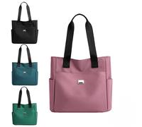 Tincasen 2025 Large Capacity Waterproof Nylon Tote Bag for Women, Multi-Pocket Travel Shoulder Bag with Zipper, Work Handbag, Pink, 12.0 Inches X 8.0 Inches