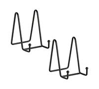 Tincogo Metal Plate Stands for Display - 4.5-Inch Easel Holders for Decorative Plates, Picture Frames, Books, Table Art - Black (2-Pack)