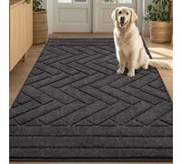 Tindbea Large Dog Mat for Muddy Paws,Absorbs Moisture Dirt Non-Slip Washable Long Mud Mat for Dogs,Soft Rubber Backing Front Inside Pet Rug for Entryway, Mud Dog Paws, Patio(35"x59",Charcoal)