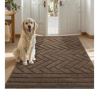 Tindbea Large Dog Mat for Muddy Paws,Absorbs Moisture Dirt Non-Slip Washable Long Mud Mat for Dogs,Soft Rubber Backing Front Inside Pet Rug for Entryway, Mud Dog Paws, Patio(32"x47",Latte)