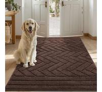 Tindbea Large Dog Mat for Muddy Paws,Absorbs Moisture Dirt Non-Slip Washable Long Mud Mat for Dogs,Soft Rubber Backing Front Inside Pet Rug for Entryway, Mud Dog Paws, Patio(32"x47",Coffee)