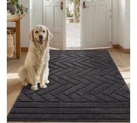 Tindbea Large Dog Mat for Muddy Paws,Absorbs Moisture Dirt Non-Slip Washable Long Mud Mat for Dogs,Soft Rubber Backing Front Inside Pet Rug for Entryway, Mud Dog Paws, Patio(32"x47",Charcoal)