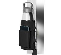 TINDERDRY Magnetic Gym Bag Magnetic Water Bottle Holder Gym Water Bottle Carrier Pouch with Phone Pocket Silicone Towel Buckle and Sling for Easy Attachment to Metal Exercise Equipment (Black)