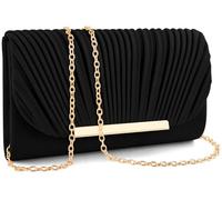 TINDTOP Clutch Purses for Women Evening Handbags for Formal Wedding Party Cocktail Prom Crossbody Shoulder Envelope Bag, B-black