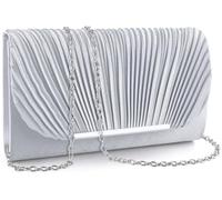 TINDTOP Clutch Purses for Women Evening Handbags for Formal Wedding Party Cocktail Prom Crossbody Shoulder Envelope Bag, A-silver