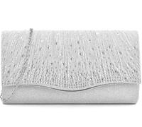 TINDTOP Clutch Purses for Women, Formal Evening Bags Suede Shoulder Envelope Party Handbags Wedding Cocktail Prom Clutches, C-silver, 8.6 x 4.7 x 2.1 inches