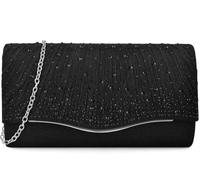 TINDTOP Evening Clutch Purses for Women Handbags for Formal Wedding Party Cocktail Prom Crossbody Shoulder Envelope Bag, C-black
