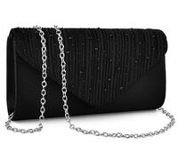 TINDTOP Evening Clutch Purses for Women Handbags for Formal Wedding Party Cocktail Prom Crossbody Shoulder Envelope Bag, A-black