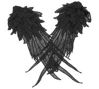 TINEASUR 1 Pair Wing Embroidery Appliques Black Polyester Silk Sew-on Angel Wing Design Patch for Sweaters and Cushions, Skin Friendly Lace Trim Suitable for Daily Wearing and DIY Crafts