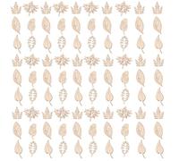 TINEASUR 100pcs Wooden Leaf Pieces DIY Wooden Slices Creative Beautiful Natural Color Educational Teaching Suitable for Craft Supplies Wedding Decoration Festival Decoration Random Style