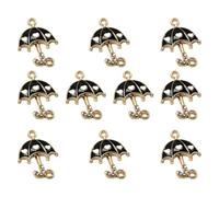 TINEASUR 10pcs Black Alloy Umbrella Pendant Charms for DIY Necklace, Bracelet and Key Chain Accessories, Creative Stylish Decorative Jewelry Making Supplies