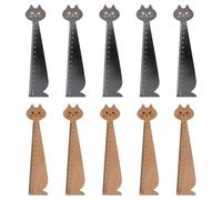 TINEASUR 10pcs Cat Design Wooden Rulers and Students, Multi-purpose Drawing and DIY Handwriting Learning Tool with Great Accuracy, Cartoon Retro Style for Exam and Test Use