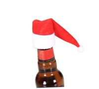 TINEASUR 10pcs Christmas Hat Wine Bottle Covers Wine Sealer Caps for Sparkling Cava Glass Bottles Festive Holiday Table Decoration for Xmas Parties and Gifts