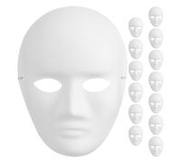 TINEASUR 14pcs Mask Blanks Craft Paper Full Face Vintage Carnival Mask Look Paintable Breathable Fit White Paper Pulp Gender Neutral Design for Cosplay and Classroom Art