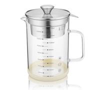 TINEASUR 1500ml Fine Mesh Stainless Steel Strainer Soybean Milk Container with Glass Tea Filter Pot, Convenient and Practical Kitchen Utensil for Easy Storage