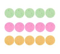 TINEASUR 15pcs round Face Cleaning Pads Set, 70mm Diameter X 8mm Thick, Wood Pulp Sponge Makeup Pads in Yellow Pink Green, Compact Powder Applicators for Women’s Makeup Removal and Facial