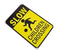 TINEASUR 1pcs Slow down Crossing Sign Caution Sign Iron Road Marker Multi Color 11.79x7.86x0.08in for Residential Areas Outdoor Safety