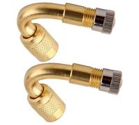 TINEASUR 2 Pcs 45 Degree Angled Stem Extension Adapter for Car Motorcycle Scooter, Copper Material with Golden Finish, Easy to Install Bike Valve Extension Adapter