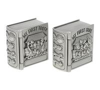 TINEASUR 2 Pcs Metal Teeth Organizer and Curl Keepsake Boxes with Lovely Animal Patterns, Practical Storage for Teeth and Lanugo, for Baptism or Birthday Gifts