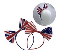 TINEASUR 2 Pcs Satin American England Flag Bow Headbands for Women, Comfortable to Wear Hair Accessories Showing Patriotism, for Independence Day Holiday Decoration