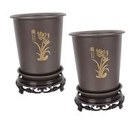 TINEASUR 2 Sets Plastic Orchid Flower Pots with Bases for Indoor Flowers Breathable Drainage Planters for Living Bedroom Kitchen and Desk Lightweight and Practical Planting Pots