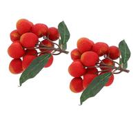 TINEASUR 2 Strings of Lifelike Artificial Lychee Fruit Decoration with High Simulation Foam Material, Faux Fruit Display for Decorative Purposes on Different Occasions