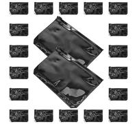 TINEASUR 20pcs A6 Ticket Zipper Pouch Document Organizer PVC Water Resistant Anti-Tear Zip Pouch Set Black for Office Organization and School Use