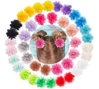 TINEASUR 20pcs Assorted Colour Chiffon Flower Hair Clips and Tiny Flower Hair Barrettes Decor Suitable for Festival and Birthday Party Random Color