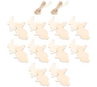 TINEASUR 20pcs Rabbit Wooden Egg Wooden Pendant for Easter Beige Wood with Rope DIY Handcrafts Not Easy to Break down Festival Atmosphere Easter Party Hanging Decoration for Yard