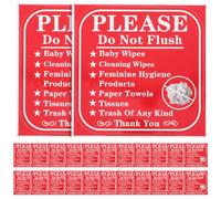 TINEASUR 24pcs Bathroom Warning Stickers Square Adhesive Toilet Do Not Flush Labels Removable Decals for Restroom Use Instruction Signs