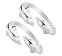 TINEASUR 2pcs Adjustable Double Dolphin Ring Open Ring Chic Copper Versatile Use for Women Teen Occasions 0.63x0.63x0.20in