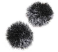 TINEASUR 2pcs Black Windproof Mic Covers with Noise Reduction Clip-on Design, Imitation Plush Material for Recording and Stage Use, Elegant and Beautiful Microphone Protection