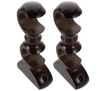 TINEASUR 2pcs Double Wooden Curtain Rod Brackets with Enhanced Stability and Easy Installation, Coffee Colour, Suitable for Space Or Living Room, Sturdy Curtain Rod Accessories