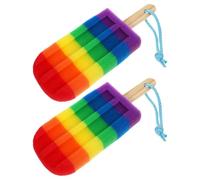 TINEASUR 2pcs Ice Cream Shaped Shower Sponge with Strong Cleaning Power and Comfortable Grip Colourful Design Bath Scrubber Cute Exfoliating Body Sponge Random Color