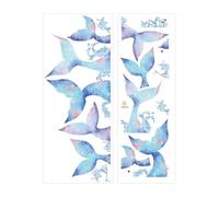 TINEASUR 2pcs Mermaid Tail Wall Stickers DIY Collage Waterproof PVC Cartoon Style Creative Room Background Decoration for Shop Windows and Hotel Restaurants