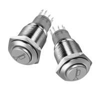 TINEASUR 2pcs Momentary Push Button Switch Metal Off Industrial Switches for Car Boat Truck Metal Horn Button Self Reset Design