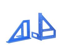 TINEASUR 2pcs Multi Angle Measuring Ruler Blue, Aluminium Alloy 45/90 Degree Triangle Square with Imperial and Metric Scales, Portable Design for Woodworking and Furniture Crafting