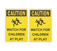 TINEASUR 2pcs Playing Sign Slow down Road Sign Iron Yellow High Visibility for Drivers Driveways and Parks