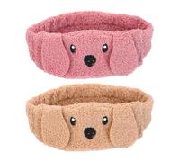 TINEASUR 2pcs Plush Puppy Hairbands for Face Washing and Bathing, Breathable Cloth Headbands That Block Light, Soft Elastic Headbands for Female Friends and Girlfriends Random Color