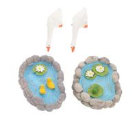 TINEASUR 2pcs Resin Mini Garden Figurines Outdoor and Indoor Decorations Miniature White Goose and Frog Statues for Fairy Garden Patio Ornaments Resin Craft for Home and Holiday Display