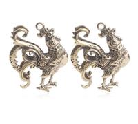 TINEASUR 2pcs Retro Brass Rooster Charms, Sturdy and Decorative Keyring Pendants for Bag Pendant Or DIY Jewelry, Unique Golden Chicken Craft Accessories, Not Easy to Break Or Deform