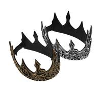 TINEASUR 2pcs Royal Medieval Cosplay Crown Pu Headband for Men King Coronation Party Decoration